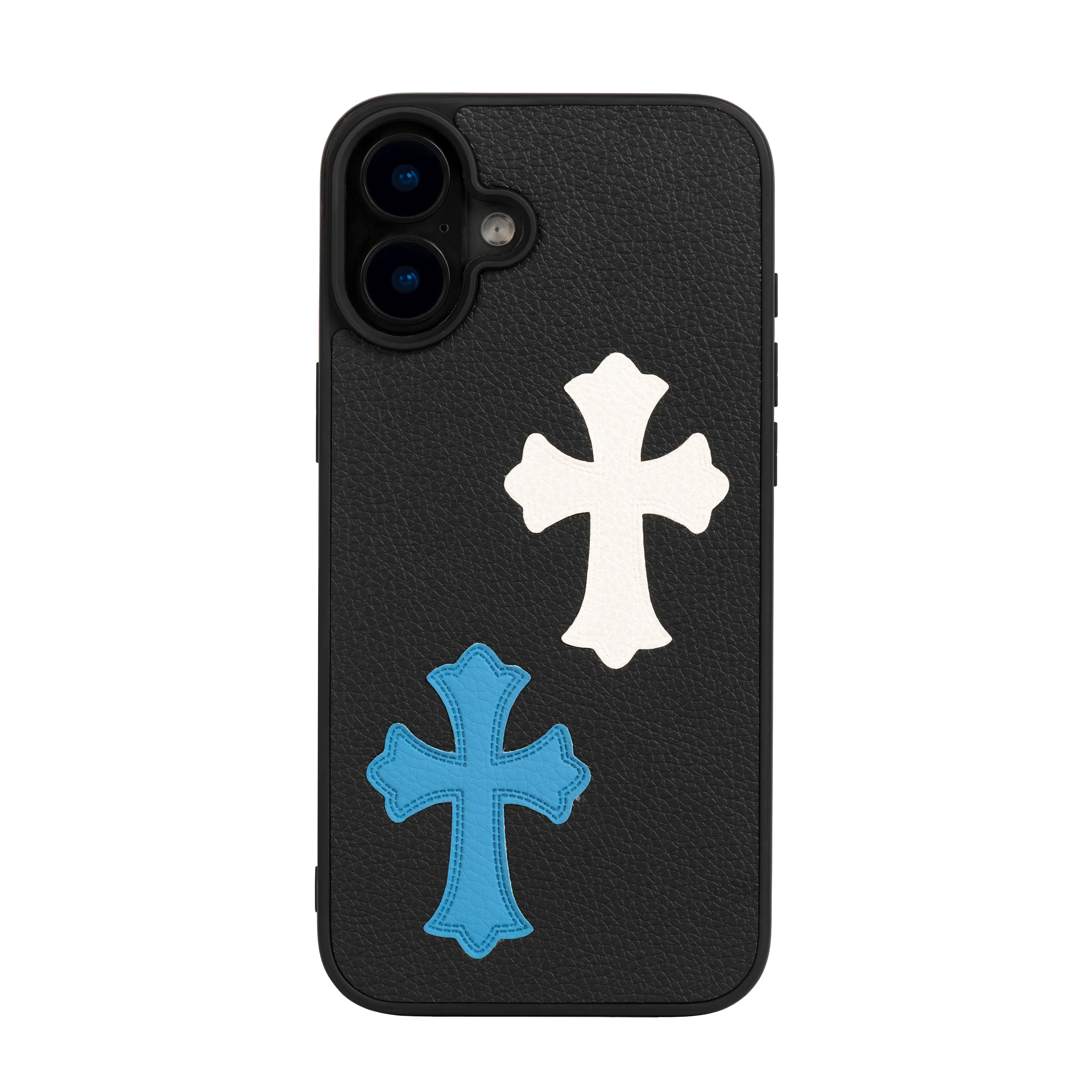 Cross Heart Leather Blue/White iPhone Case - Image 5