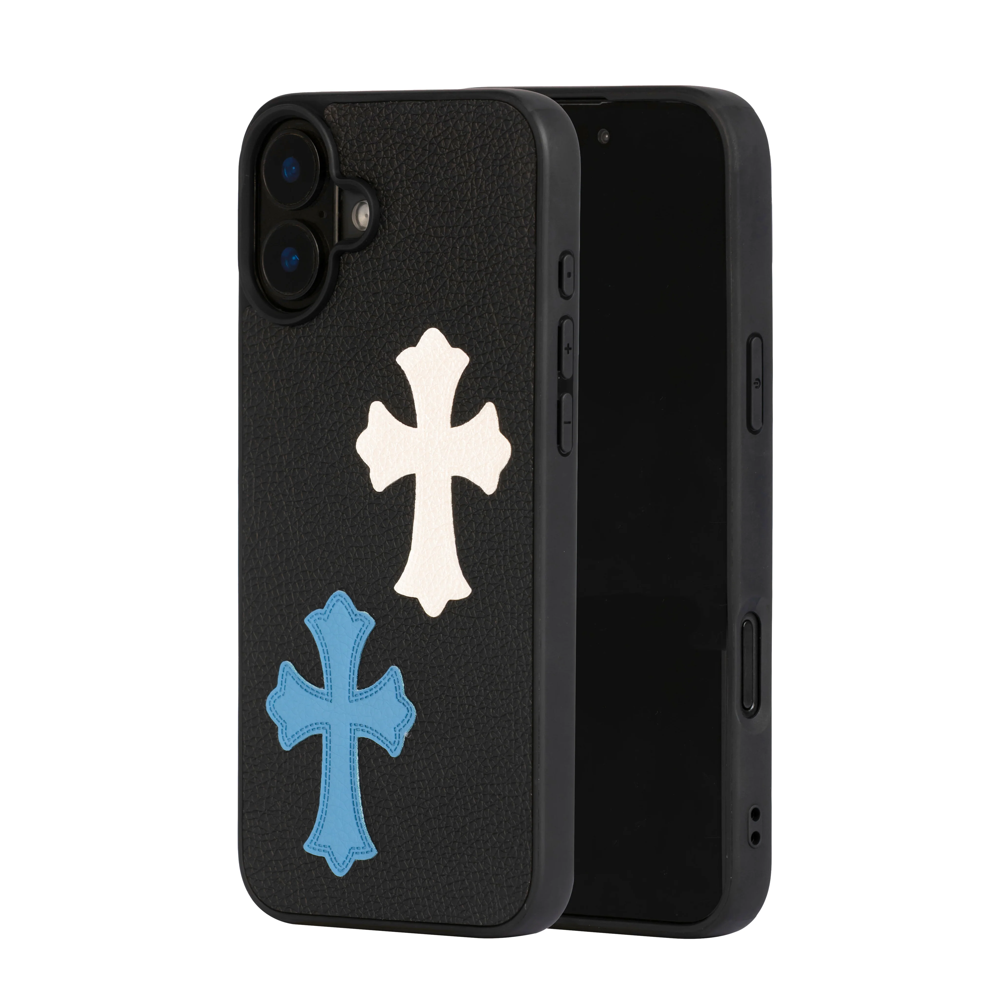 Cross Heart Leather Blue/White iPhone Case - Image 7